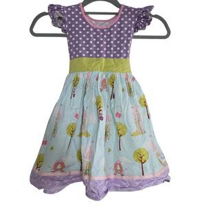 Firefliez Girl's Size 6 Purple White Princess Print Dress